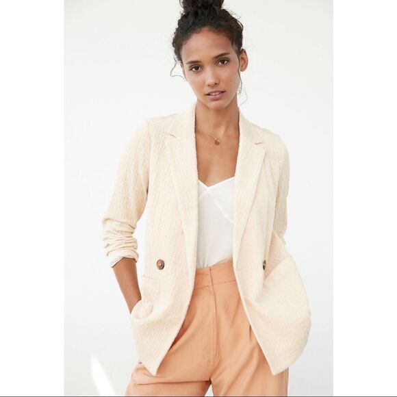 NEW Anthropologie Daniel Rainn Carlee Beige Button Front Corduroy Blazer X-Small - Picture 1 of 7